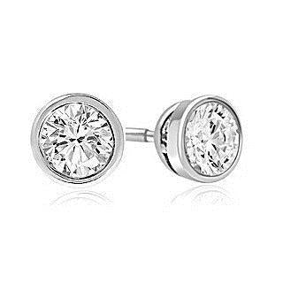 Clous D'oreilles En Or Blanc 14K 3 Carats Serti Clos Et Véritable Diamants Ronds