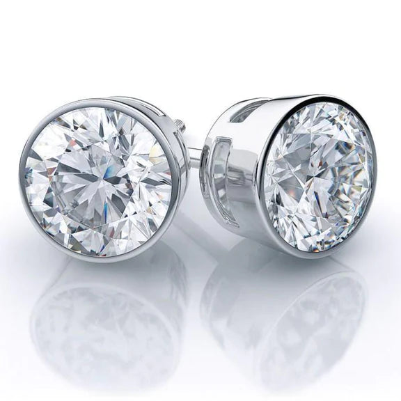 Clous D'oreilles Réel Diamants Ronds Sertis Clos