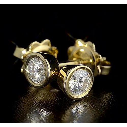 Clous d'Oreilles Naturel Diamant Or Jaune 14K Rond G Vs1 