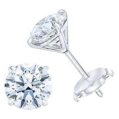 Clous d'Oreilles Réel Diamant 3 Carats Femme Or Blanc Bijoux Pétillant