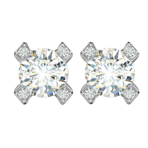 Clous d'Oreilles Réel Diamant Rond 6 Carats Mousseux