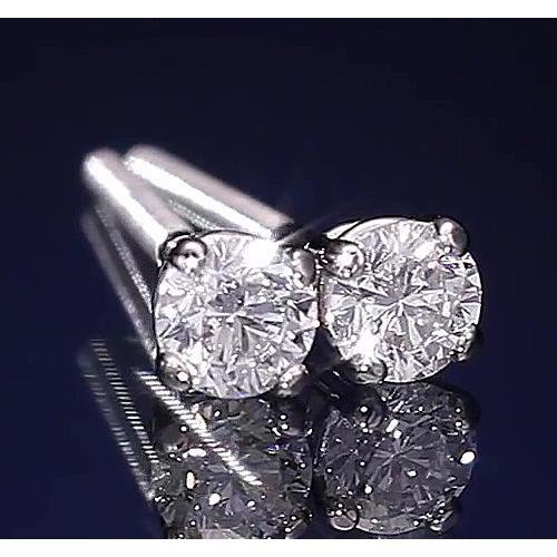 Clous d'oreilles 1.20 Carats Authentique Diamant Rond Quatre Griffes 14K