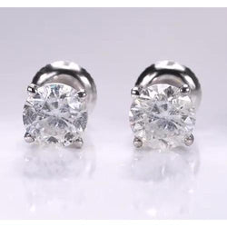 Clous d'oreilles en Naturel diamant rond de 1,50 carats