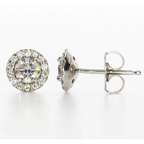 Clous d'oreilles halo de Réel diamants 2 ct