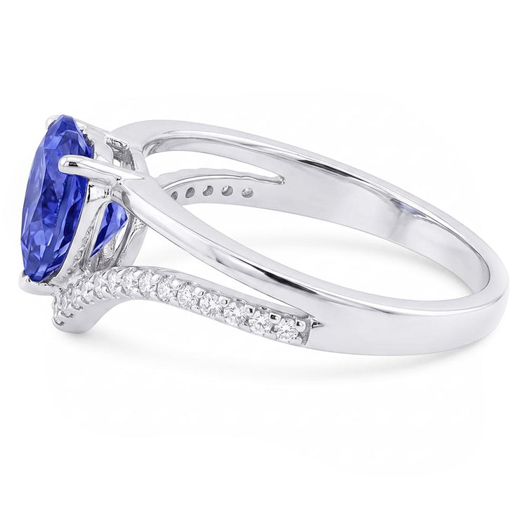 Coeur Diamant Bijoux Bague Saphir Bleu Clair 2 Carats Or 14K