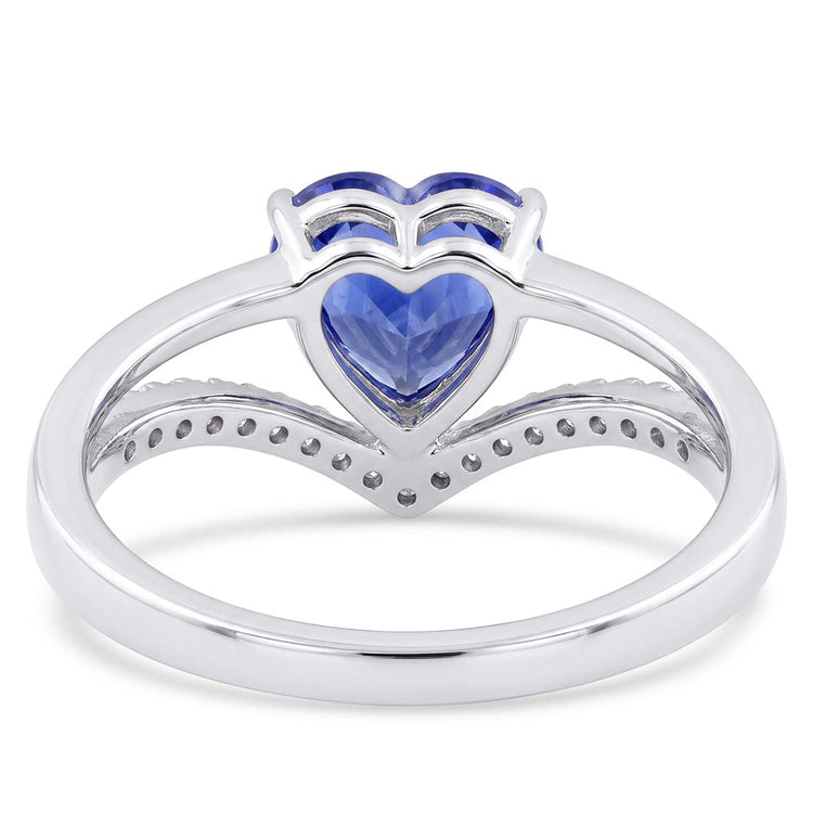 Coeur Diamant Bijoux Bague Saphir Bleu Clair 2 Carats Or 14K