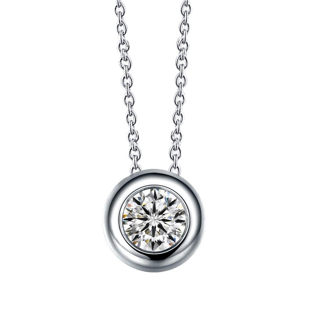 Collier Avec Pendentif A Glissière Et Naturel Diamants A Coupe Ronde. 2.50 Ct