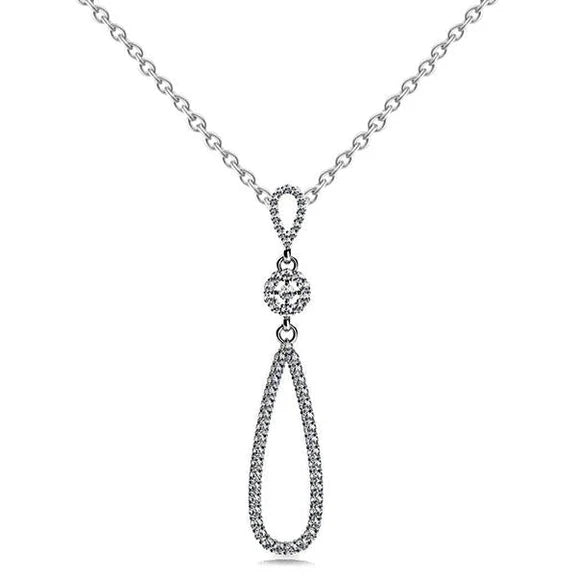 Collier Avec Pendentif En Forme De Larme De Croix Celtique De Réel Diamants De 5 Carats De Coupe Ronde