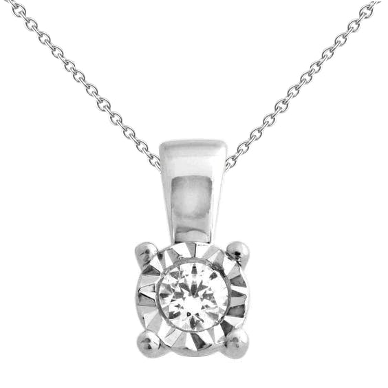 Collier Avec Pendentif En Naturel Diamant Rond De 1 Ct, Monture En Or Massif Taillée En Diamant