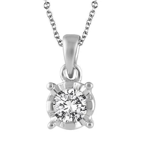 Collier Avec Pendentif Réel Diamant Solitaire Coupe Ronde De 2.25 Ct Serti De Griffes