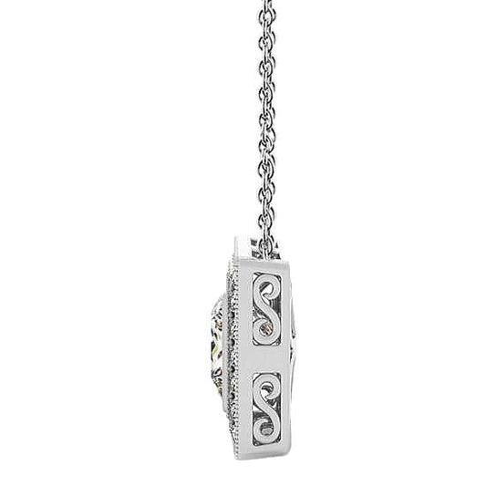 Collier Avec Pendentif Véritable Diamant Rond Princesse Sans Chaîne 1.50 Ct. GT 14K