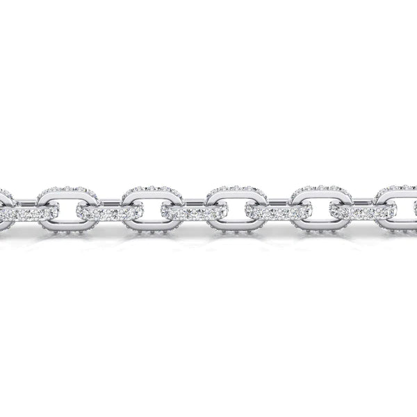 Collier Chaîne Réel Diamant Hermès Style 6.5 mm 9.25 Carats