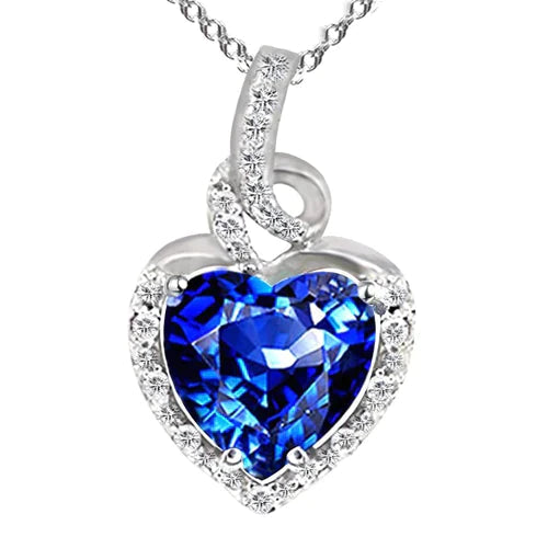 Collier Coeur Saphir Bleuet