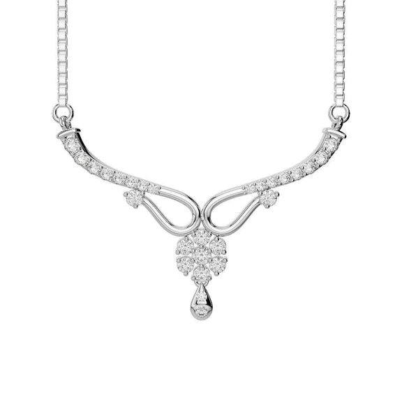 Collier Dame Réel Diamant Rond En Or Blanc 14 Carats Bijoux Etincelants 4 Carats