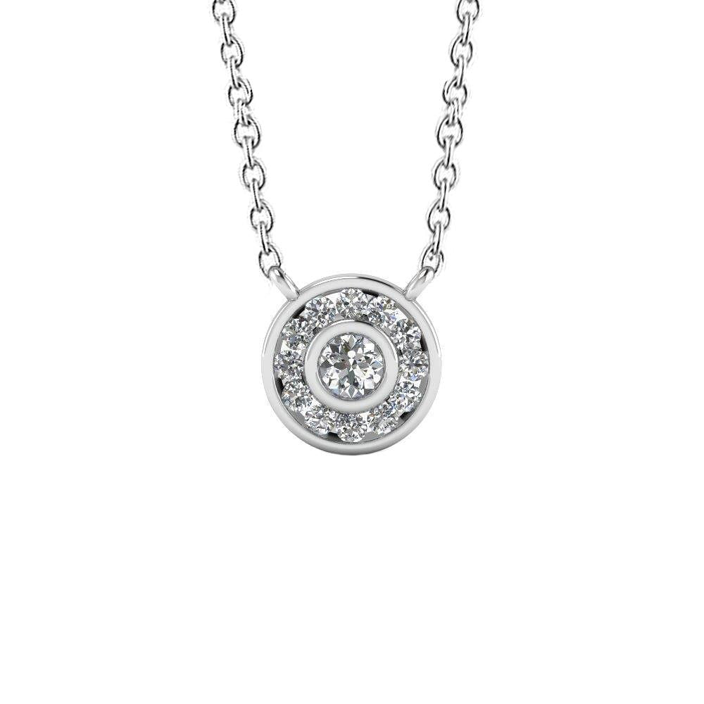 Collier De Naturel Diamants Ronds Étincelants Avec Pendentif Oreille De Chien En Or 2.80 Ct 14 Carats