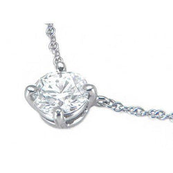 Collier De Réel Diamants Sertis Quatre Griffes De Coupe Ronde Pendentif Or Blanc 2 Ct