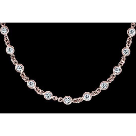 Collier De Véritable Diamants 10 Ct Par Pendentif Lunette Sertie