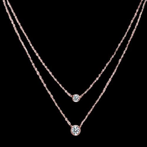 Collier Double Or Rose 1.75 Carat Or Rose Véritable Diamants Yard