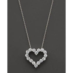 Collier En Or Blanc Avec Réel Diamants Ronds Pendentif Femme Bijoux Neufs 4 Ct.