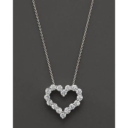 Collier En Or Blanc Avec Réel Diamants Ronds Pendentif Femme Bijoux Neufs 4 Ct.