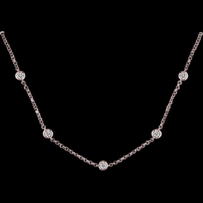 Collier En Or Rose Avec Réel Diamants De 3.5 Carats Et Pendentif En Or Rose