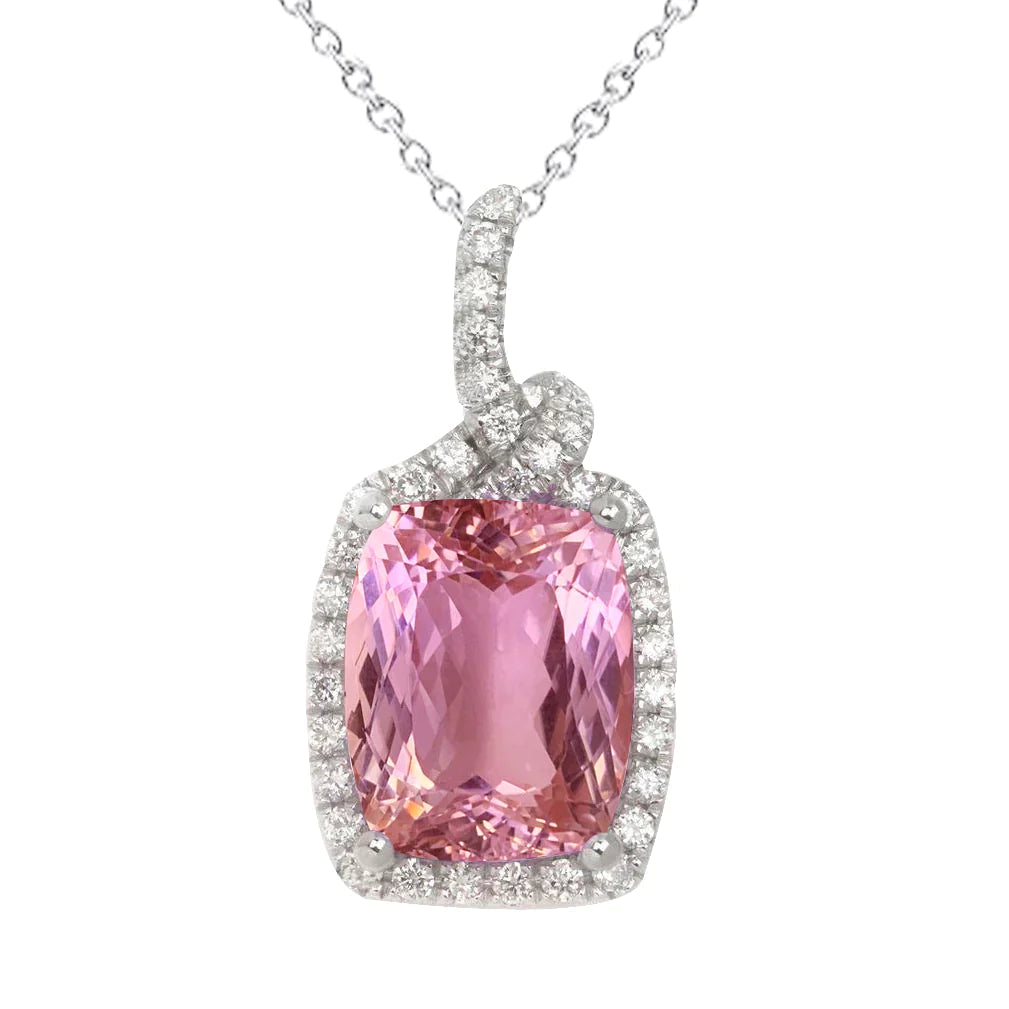 Collier En Pierre De Kunzite Rose Taille Coussin