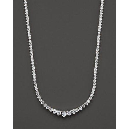 Collier Femme Naturel Diamants Ronds Taille Brilliant 24 Carats Or Blanc 14K