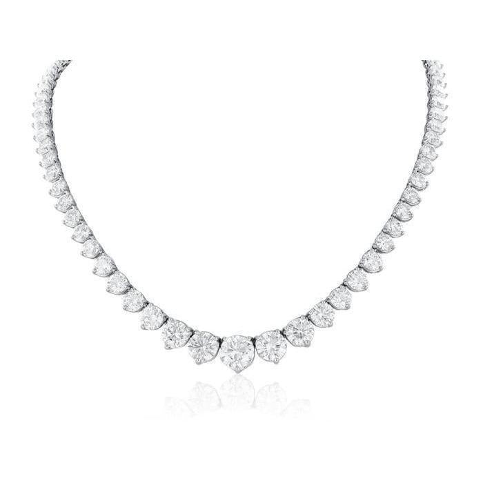 Collier Femme Or Blanc 14K Petite Taille Ronde 25.00 Carats Réel Diamants