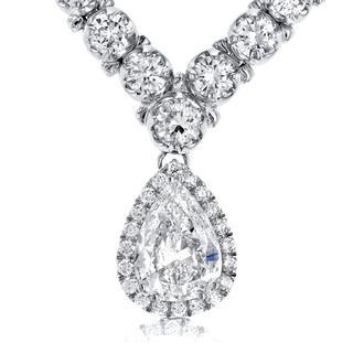 Collier Femme Poire Et Authentique Diamant Rond Bijoux En Or 27 Ct