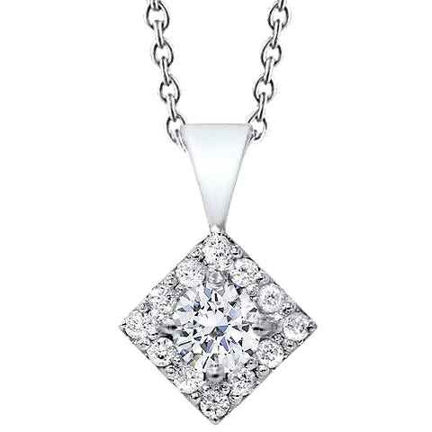 Collier Femme Réel Diamant Pendentif Carré 1.70 Ct Brilliant Cut WG 14K