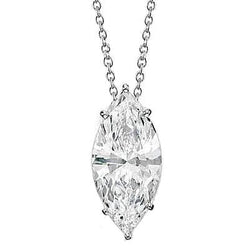 Collier Femme Réel Diamant Taille Marquise Pendentif 2.00 Carats Or Blanc 14K