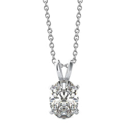 Collier Femme Réel Diamant Taille Ovale Pendentif 2 Carats Or Blanc 14K