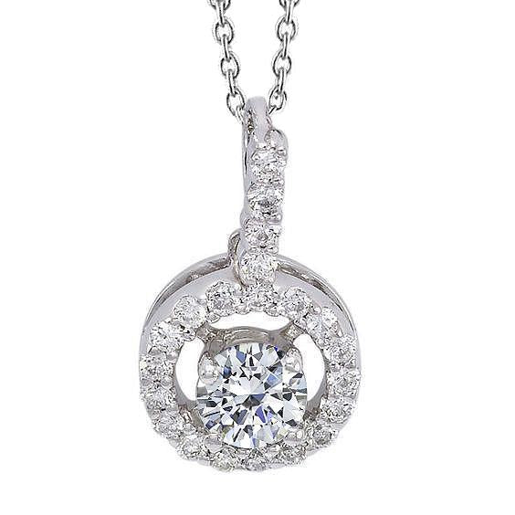 Collier Halo Réel Diamant Femme Pendentif Taille Ronde 1.5 Ct 14K Or Blanc