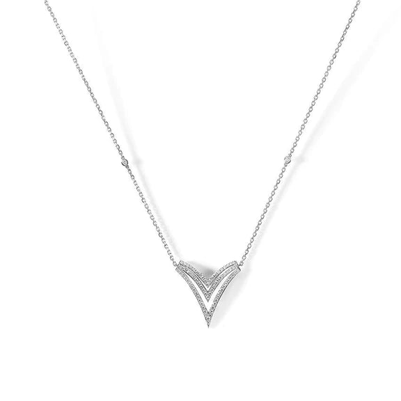 Collier Or Blanc 14K 3 Ct Réel Diamants Scintillants Taille Brilliant Nouveau