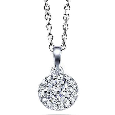 Collier Pendentif 2.80 Ct Superbe Réel Diamants Taille Ronde Or Blanc 14K