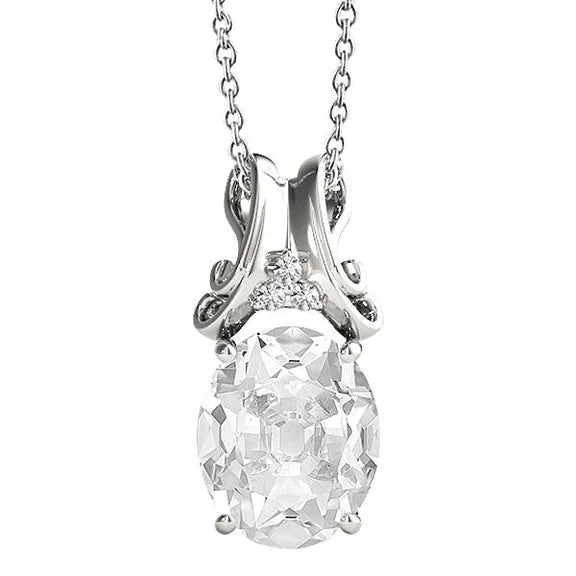 Collier Pendentif Authentique Diamant Avec Bélière Ronde & Ovale Vieux mineur 5.50 Carats