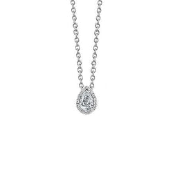 Collier Pendentif Authentique Diamants 1.60 Carats Avec Chaîne Or Blanc 14K