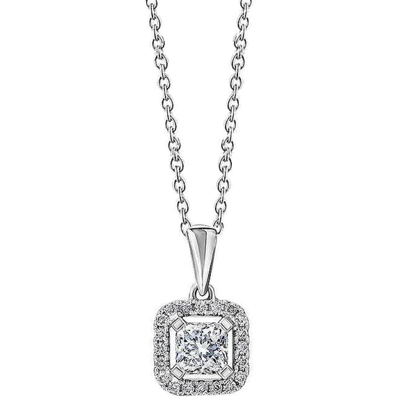 Collier Pendentif Authentique Diamants Radiants Et Ronds 2.10 Carats Or
