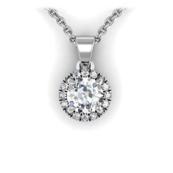 Collier Pendentif Authentique Diamants Ronds 2.40 Carats Or Blanc 14K