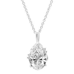 Collier Pendentif Authentique Diamants Taille Poire Et Rond 2.70 Carats Or Blanc