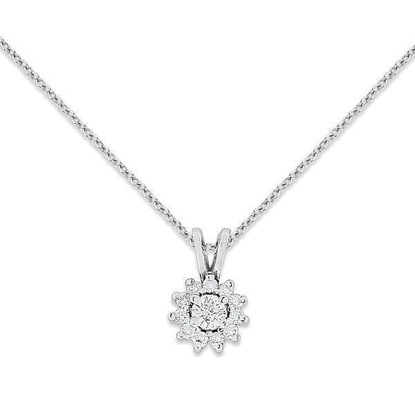 Collier Pendentif Avec Chaîne 1.75 Carats Naturel Diamant Rond Or Blanc 14K