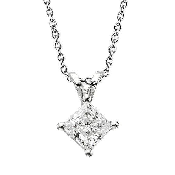 Collier Pendentif Avec Chaîne 2.50 Carat Réel Diamant Taille Princesse Or 14K