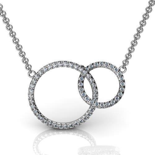 Collier Pendentif Cercle 5 Carats Réel Diamants Taille Ronde Or Blanc 14K