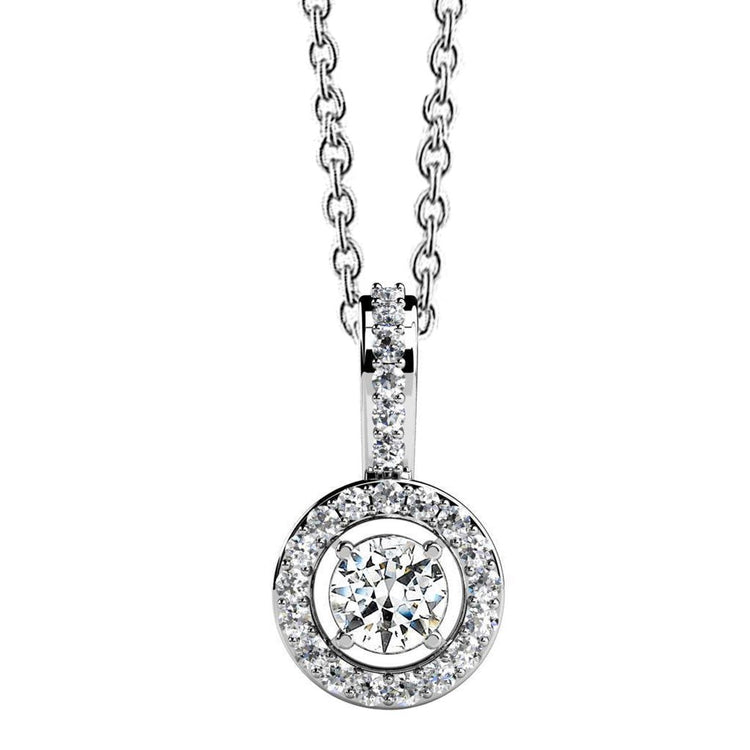 Collier Pendentif Cercle Élégant Réel Diamants 6 Ct Or Blanc 14K