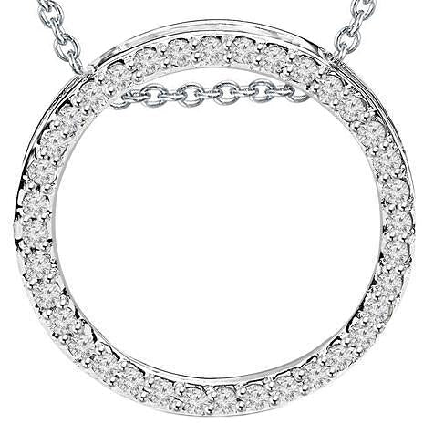 Collier Pendentif Cercle Réel Diamant Coupe Ronde Etincelant 2.50 Carats WG 14K