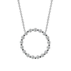Collier Pendentif Cercle Réel Diamants Taille Ronde 6.80 Carats Or Blanc 14K