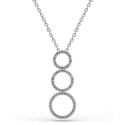 Collier Pendentif Cercle Triple Réel Diamants Ronds De 8 Carats En Or Blanc 14K