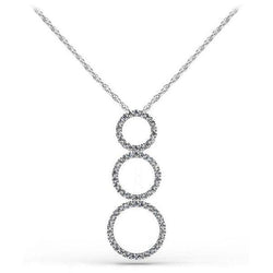 Collier Pendentif Cercle Triple Réel Diamants Ronds De 8 Carats En Or Blanc 14K