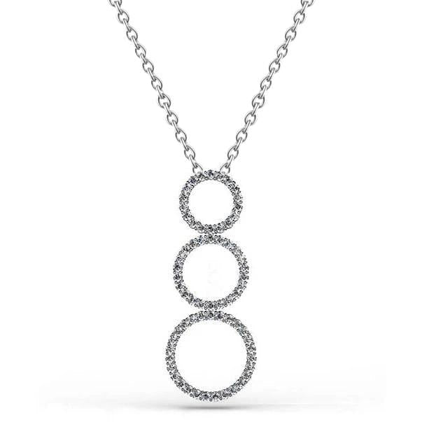 Collier Pendentif Cercle Triple Réel Diamants Ronds De 8 Carats En Or Blanc 14K