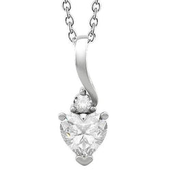 Collier Pendentif Coeur Et Naturel Diamants Ronds 1.75 Ct. Or Blanc 14K